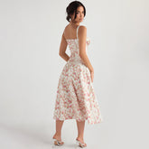 Dress Slim Fit Slit Floral Hollow Out Hollow Out Cutout Backless Strap Dress